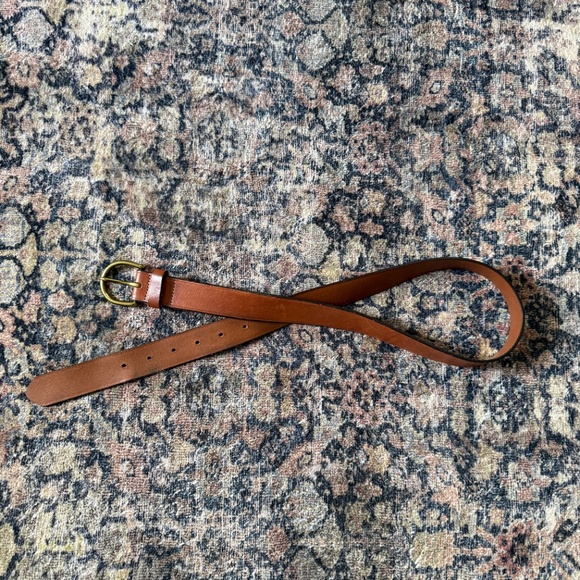 Madewell Medium Perfect Leather Belt - Brown & Gold - Picture 3 of 7